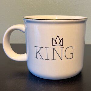 Threshold KING Cream-Colored Stoneware Mug with Metallic Gold Crown and Rim